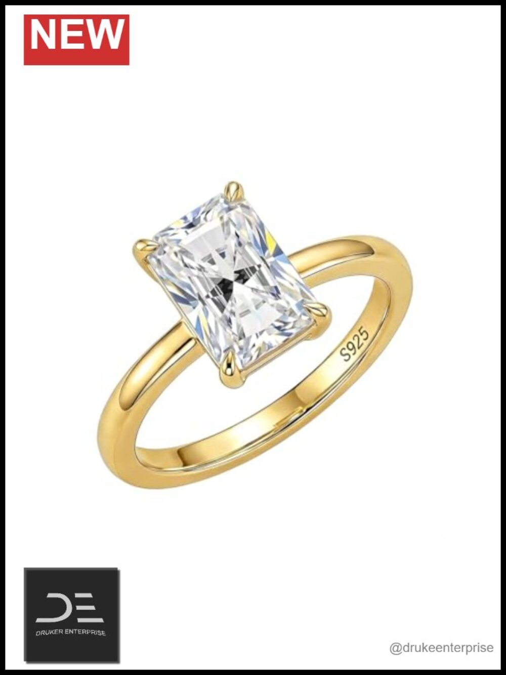 925 Sterling Silver Moissanite Engagement Ring Wedding Band